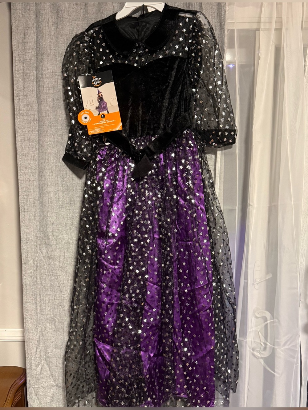Girls' Purple and Black Light Up Starlight Witch Costume Dress